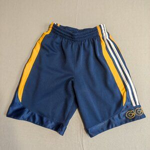 CCM athletic shorts boys size L blue with yellow and white stripes